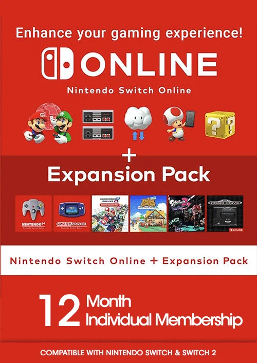 Nintendo Switch Online + Expansion Pack - 12 Месяцев (EU)